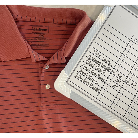 LL Bean Men's Striped Polo Shirt Sz L Traditional Fit Pima Cotton Casual Comfort - Picture 12 of 12